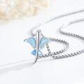 wholesale 925 Sterling Silver Blue Opal Butterfly Pendant Necklace with Turquoise Accents-0-2