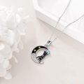 wholesale 925 Sterling Silver Moon & Black Cat Pendant Necklace with Star and Stone Charm s for Women-0-3