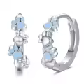 wholesale 925 Sterling Silver Blue Enamel Paw Print Huggie Hoop Earrings for Women - Small Animal Lover Gift Ideas-0-0