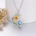 wholesale 925 Sterling Silver Crescent Moon Pendant Necklace Wholesale With Heart And Sun Design-0-1