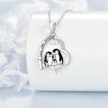 wholesale 925 Sterling Silver Penguin Family Heart Pendant Necklace-0-2