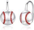 wholesale 925 Sterling Silver Baseball Shape Sporty Dangle Leverback Earring for Women-0-0