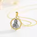 wholesale 925 Sterling Silver Saint Jude Thaddeus Medal Necklace with Cubic Zirconia and Rope Border for Women-0-4