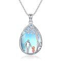 wholesale 925 Sterling Silver Blue Moonstone Family Tree Pendant Necklaces for Dad Mom Kids Gift Set-0-0