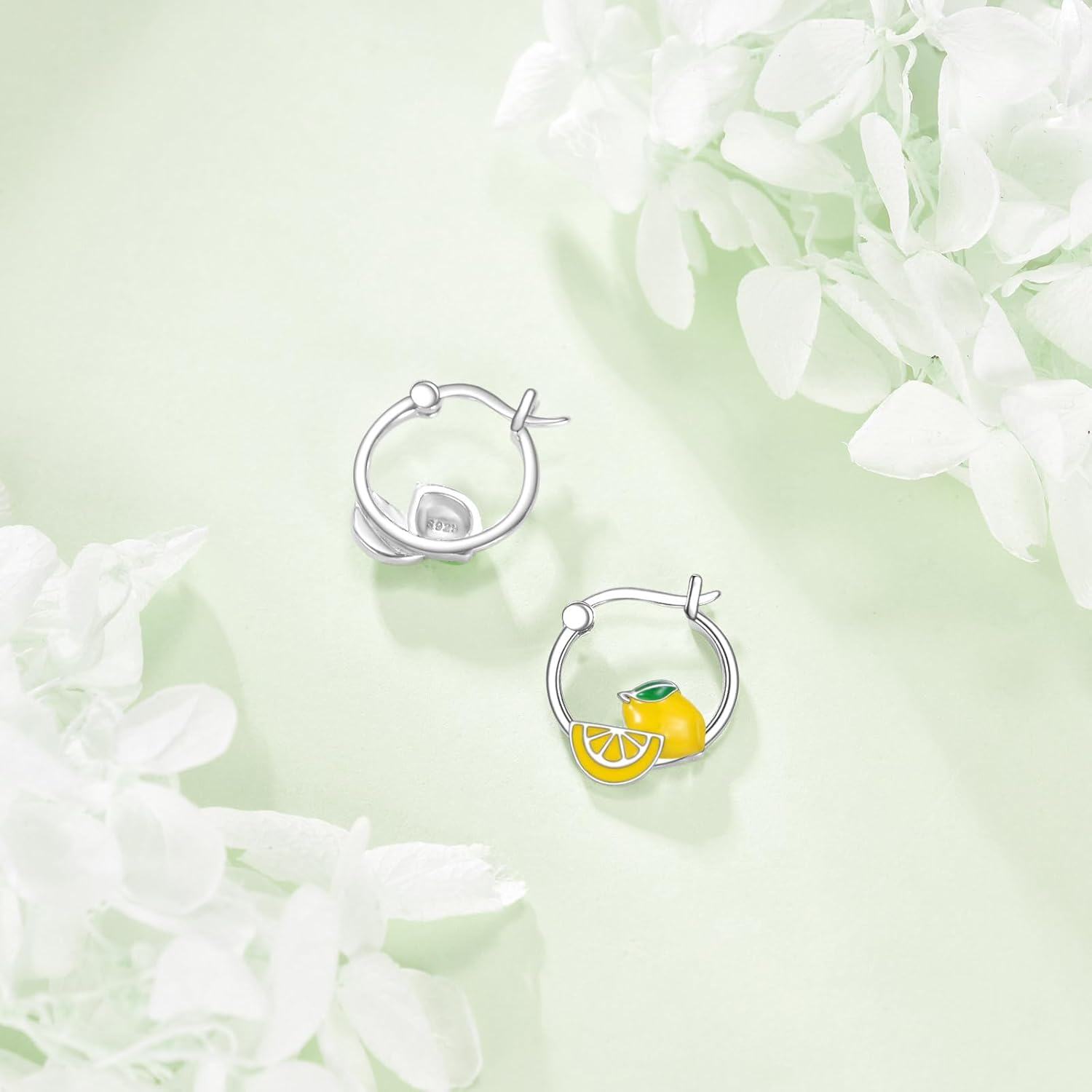 wholesale 925 Sterling Silver Lemon Slice Hoop Earrings Fruit -0-1