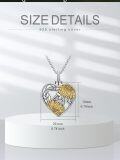wholesale Silver Heart Hummingbird Sunflower Urn Necklace for Ashes - 925 Sterling Silver & Gold Plated Pendant with Moonstone and Turquoise Elements-0-1
