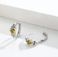 wholesale 925 Sterling Silver Yellow Crystal Celtic Knot Heart Huggie Earrings for Women-0-4