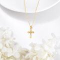 wholesale 14K Gold Moissanite Cross Necklace, 21.5x10.8mm, 16+1 Chain, Hypoallergenic Gift for Women-0-4