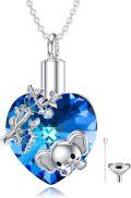 wholesale 925 Sterling Silver Heart-Shaped Blue Crystal Butterfly Elephant Pet Ash Keepsake Pendant Necklace with Funnel and Fill Tool-0-0