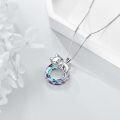 wholesale 925 Sterling Silver Rainbow Crystal Cat Lover's Pendant Necklace for Women-0-4