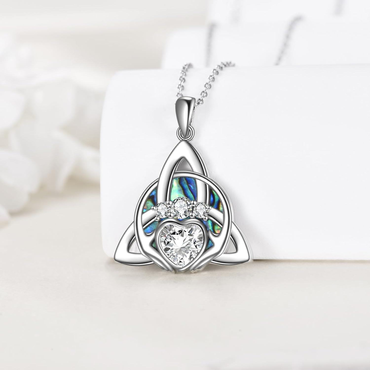 Sterling Silver Celtic Knot Trinity Necklace Irish Good Luck Jewelry-0-2