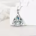 wholesale 925 Sterling Silver Abalone Shell Triquetra Pendant Necklaces Wholesale for Women Irish Lucky Charm s 43cm Chain Length-0-1