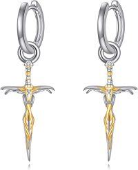 wholesale 925 Sterling Silver Sword Drop Dagger Huggie Hoops Viking Earings Norse s for Women Girls-Angel Dagger