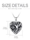 TOUPOP Sterling Silver Heart Locket Pendant Hummingbird Photo Jewelry-0-4