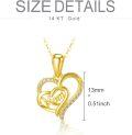 wholesale 14K Gold Double Heart Pendant with Cubic Zirconia and Mom Inscription - Gift for Mother's Day (18 Inches)-0-3