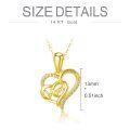 wholesale 14k Gold Mom Double Heart Pendant Necklace With Cubic Zirconia Stones-0-3