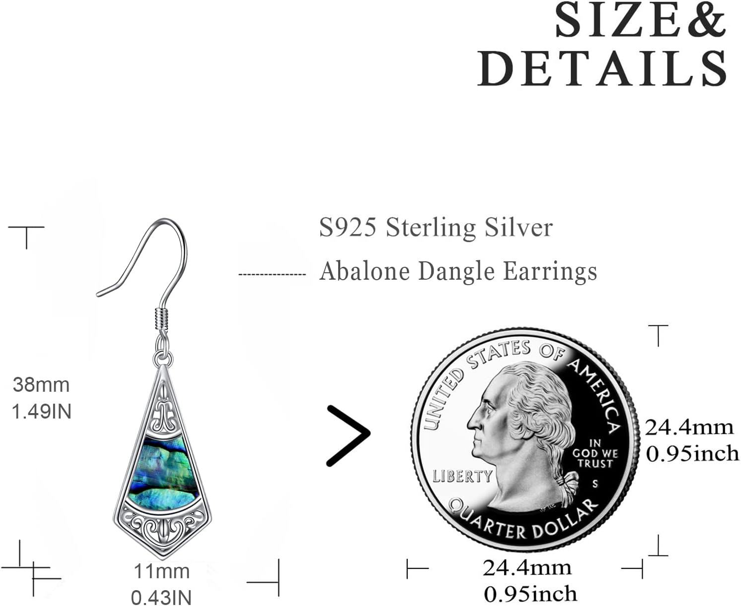 925 Sterling Silver Heart-Shaped Abalone Shell Tree of Life Dangle Earrings with Cubic Zirconia Accents for Women-0-4