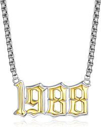 wholesale  Sterling Silver Birth Year Number Pendant Necklace 1988 2000 w 22 +2 Rolo Chain Jewelry Gift -1988