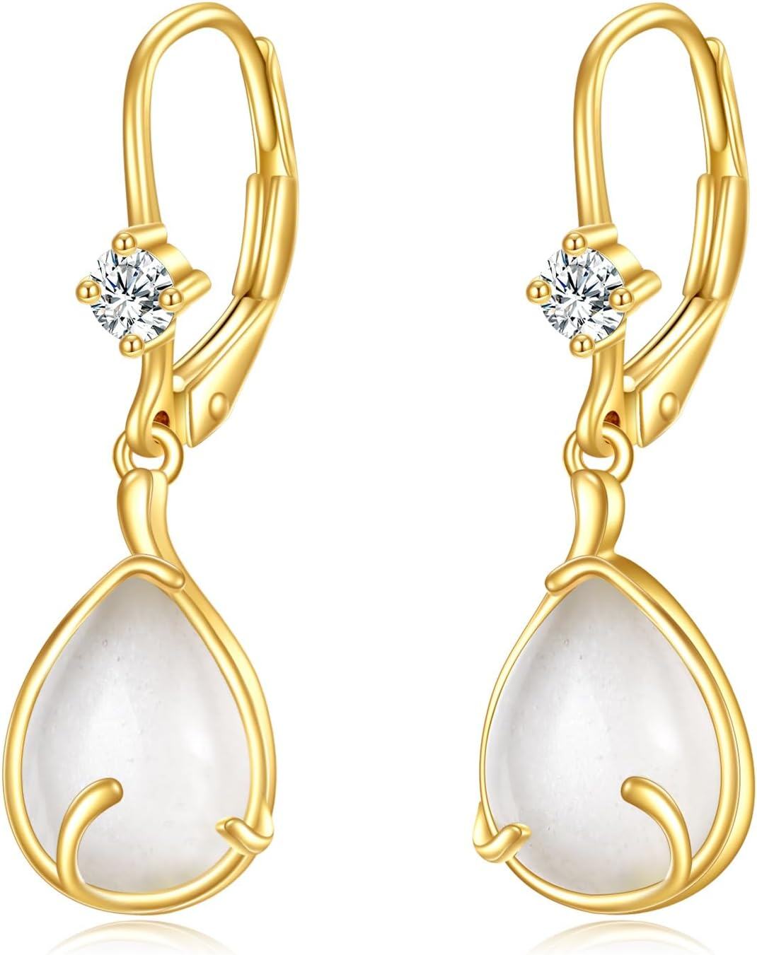 wholesale 14K Gold Moonstone Teardrop Leverback Earring for Women's Fashion s-0-0