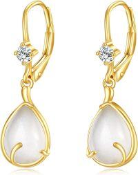 wholesale 14K Gold Moonstone Teardrop Leverback Earring for Women's Fashion s-Moonstone