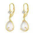 wholesale 14k Gold Drop Earrings With White Pear Moonstone And Crystal-0-0