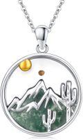 wholesale 925 Sterling Silver Mountain Cactus Jade Pendant Necklace Christian Faith Jewelry for Women-0-0