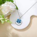 wholesale 925 Sterling Silver Blue Fire Opal Libra Zodiac Sign Constellation Pendant Astrology  for Women Girls-0-5