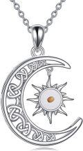 wholesale 925 Sterling Silver Crescent Moon & Sun Pendant with Mustard Seed Charm Faith Jewelry for Women and Girls-0-0