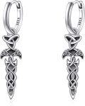 wholesale  Sterling Silver Sword Drop Dagger Hoop Dangle Earrings Viking Jewelry Gift -0-0