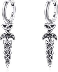 wholesale 925 Sterling Silver Celtic Knot Sword Drop Dangle Earrings Norse Viking s for Women Girls-Celtic Sword