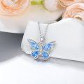 wholesale 925 Sterling Silver Blue Crystal Butterfly Pendant Necklace for Women-0-1