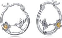 wholesale 925 Sterling Silver Koala Bear Hoop Earrings for Sensitive Ears-Hummingbird