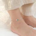 wholesale 925 Sterling Silver Pineapple Charm Anklet with Green Enamel and CZs - Adjustable Chain Links for Women's Fashion Jewelry (Beach Style)-0-1