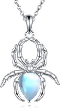 wholesale 925 Sterling Silver Moonstone Spider Pendant Necklace for Women - Unique Gemstone s-03-Moonstone Spider Necklace
