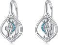 wholesale 925 Sterling Silver Turquoise Seahorse Drop Earrings for Women Girls  4cm Length-0-0