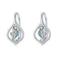 wholesale 925 Sterling Silver Seahorse Turquoise Clip Earrings White Gold Plated Ocean Jewelry For Women-05-Seahorse Turquoise