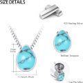 wholesale 925 Sterling Silver & Turquoise Cremation Necklace for Ashes, Memorial Jewelry for Loss of Loved Ones/Pets, 22 -0-4