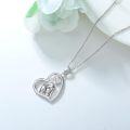wholesale 925 Sterling Silver Mother and Child Heart Pendant Necklace with Cubic Zirconia for Women-0-4