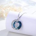 wholesale 925 Sterling Silver Blue Crystal Celtic Moon & Stars Pendant Necklace for Women-0-1
