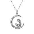 wholesale 14K Gold  Mother and Child in Crescent Moon Pendant Necklace Gift for Women-0-0