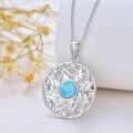 wholesale 925 Sterling Silver Larimar Lotus Eye Pendant Necklaces with Cubic Zirconia and 18+2 Chain - Spiritual Protection s for Her Him-0-1