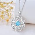 wholesale 925 Sterling Silver Larimar Sunflower Pendant Necklace For Women Zircon White Gold Plated-0-1
