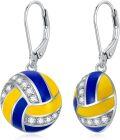 wholesale Sterling Silver Sports Earrings Baseball Basketball Volleyball Soccer Football Jewelry Gifts for Women-0-15