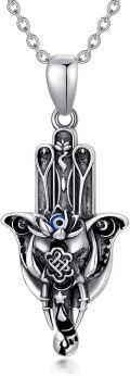 wholesale 925 Sterling Silver Metal Stone Spiritual Jewelry Hamsa Evil Eye Lotus Ankh Eye of Horus Elephant Yin Yang Necklaces-0-0