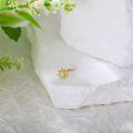 wholesale 14k Solid Yellow Gold Sunflower Shaped Moissanite L-Shaped Nose Ring 20 Gauge-0-2