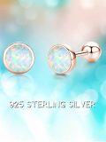 wholesale 925 Sterling Silver Round White Opal Stud Earrings for Women-0-4