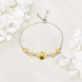 wholesale 925 Sterling Silver Bee & Flower Charm Adjustable Bracelet for Women Girls - Cute -0-3