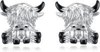 wholesale 925 Sterling Silver Highland Cow Stud Earrings-J-Highland Cow-2