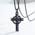 wholesale 925 Sterling Silver Labradorite Stone Cross & Crown Of Thorns Pendant Christian Jewelry For Men/Women-0-21