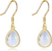 wholesale 14K Gold Rainbow Moonstone Teardrop Earrings Pendant Leverback Jewelry Gift-Moonstone Earrings